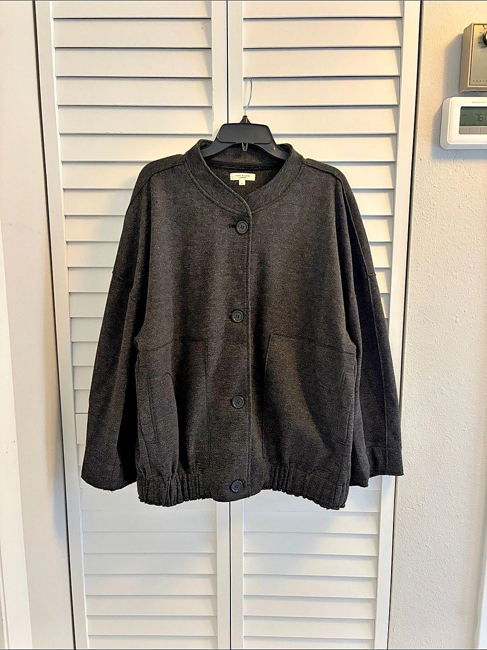Max Studio Button-Front Jacket in Black